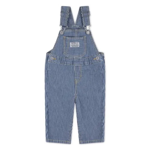 NWOT Levi’s Railroad Stripe Overalls- Yucatan/ Dark Wash Size 9M - Picture 1 of 8